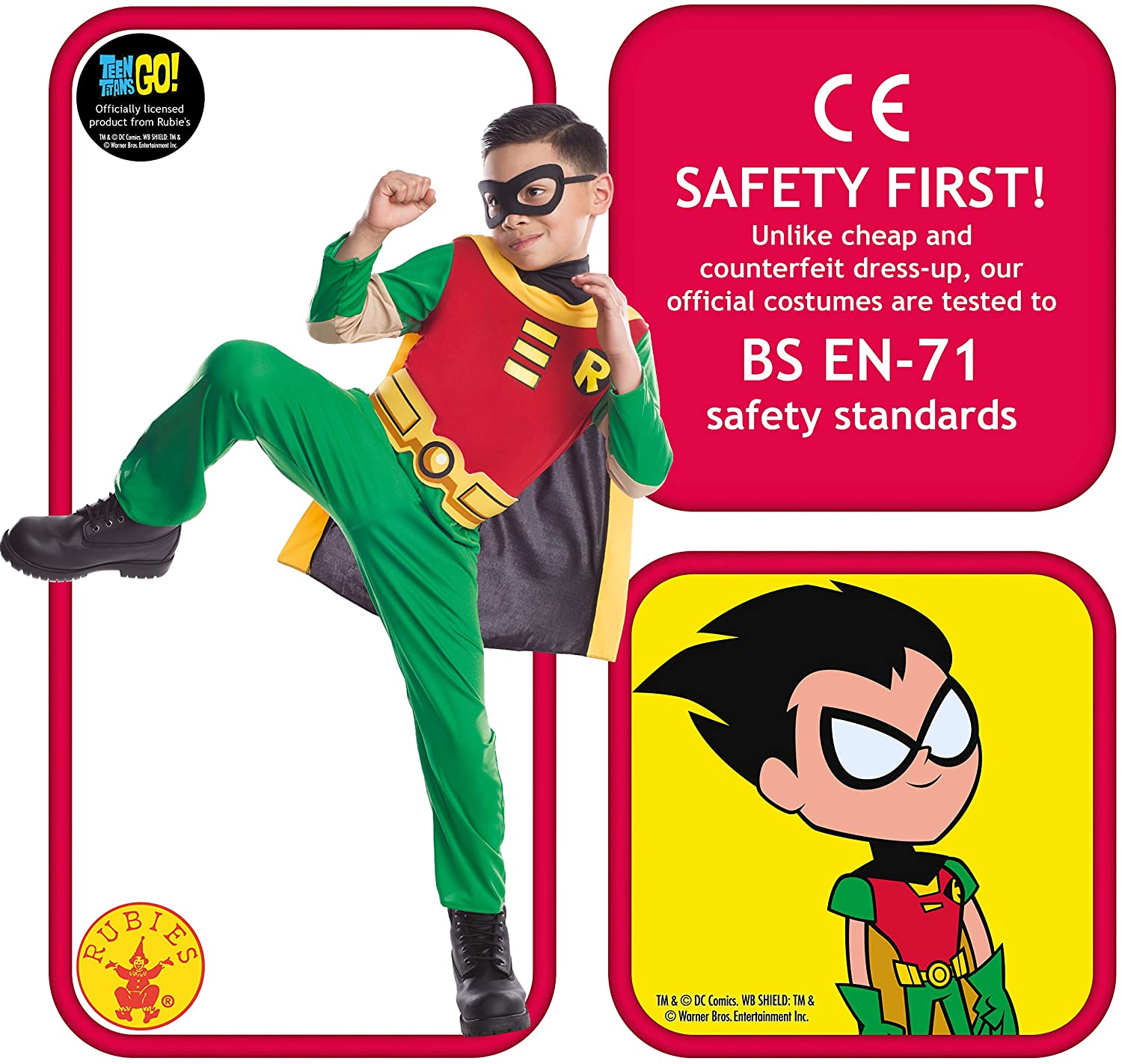 Boys Teen Titans Robin Fancy Dress Costume