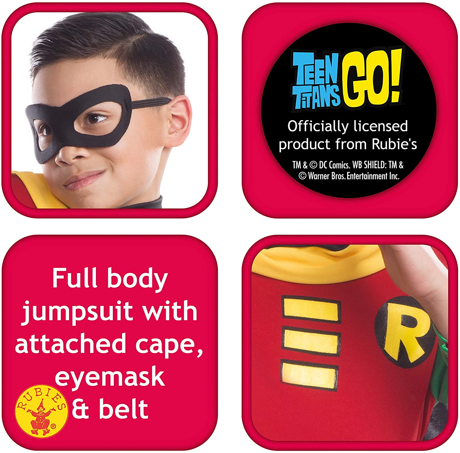 Boys Teen Titans Robin Fancy Dress Costume
