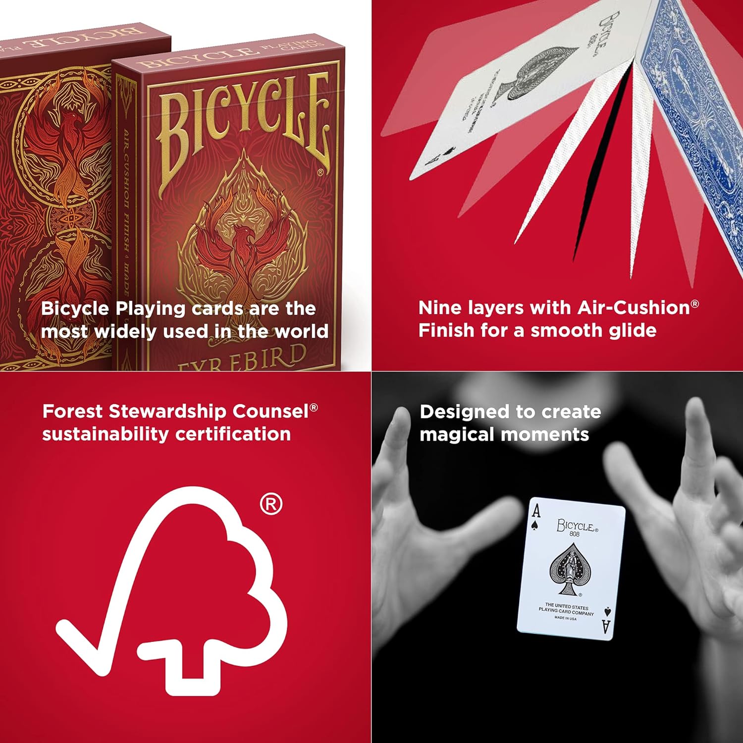 Bicycle Fyrebird Playing Cards - 1 Deck, Air Cushion Finish, Professional, Superb Handling & Durability, Great Gift For Card Collectors (Pack of 2) Standard (Pack of 2) Fyrebird