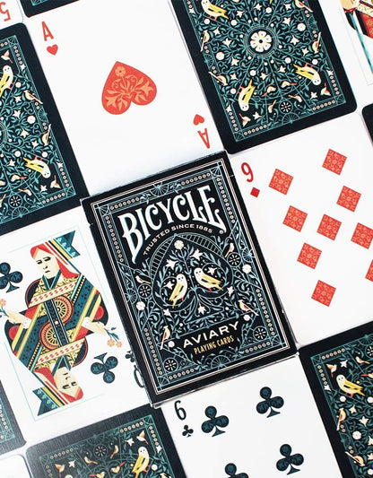 Bicycle Aviary Playing Cards - 1 Deck, Air Cushion Finish, Professional, Superb Handling & Durability, Great Gift For Card Collectors, Black,green