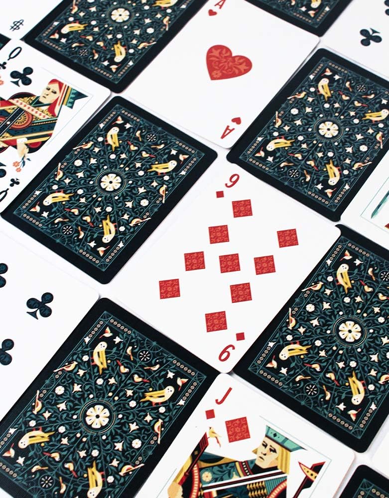 Bicycle Aviary Playing Cards - 1 Deck, Air Cushion Finish, Professional, Superb Handling & Durability, Great Gift For Card Collectors, Black,green