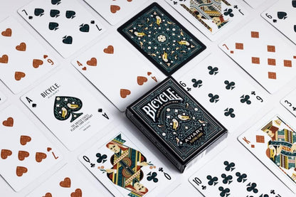 Bicycle Aviary Playing Cards - 1 Deck, Air Cushion Finish, Professional, Superb Handling & Durability, Great Gift For Card Collectors, Black,green