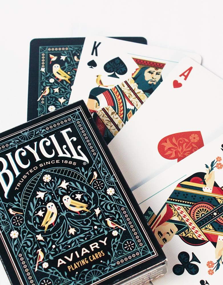 Bicycle Aviary Playing Cards - 1 Deck, Air Cushion Finish, Professional, Superb Handling & Durability, Great Gift For Card Collectors, Black,green