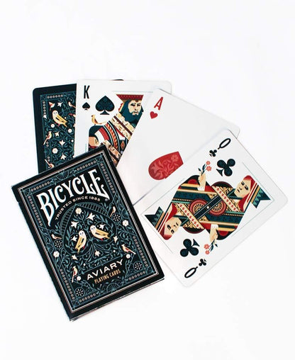 Bicycle Aviary Playing Cards - 1 Deck, Air Cushion Finish, Professional, Superb Handling & Durability, Great Gift For Card Collectors, Black,green