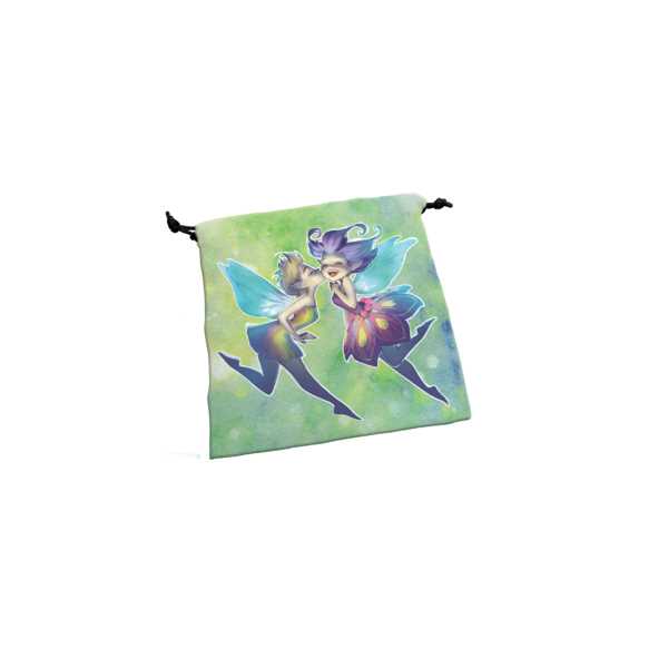 Steve Jackson Games | Deluxe Dice Bag Happy Faeries | Large 6" x 9" Drawstring Bag | Premium Satin-Lined Bag with Whimsical Fairy Artwork | Holds Over 100 Assorted Dice