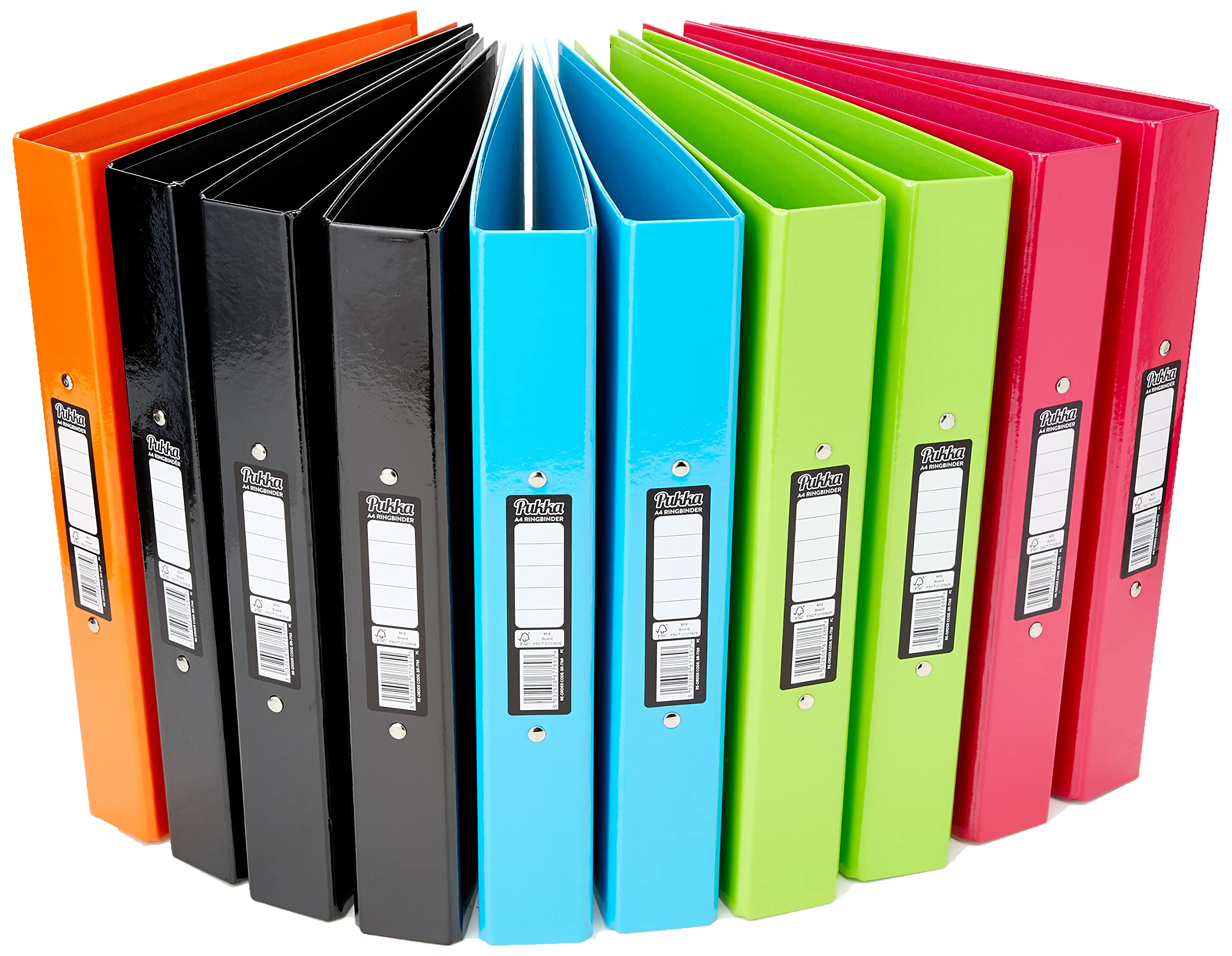 Pukka Brights Ring Binder, 2 O-Ring, A4, 25mm Rings, Assorted, Pack of 10