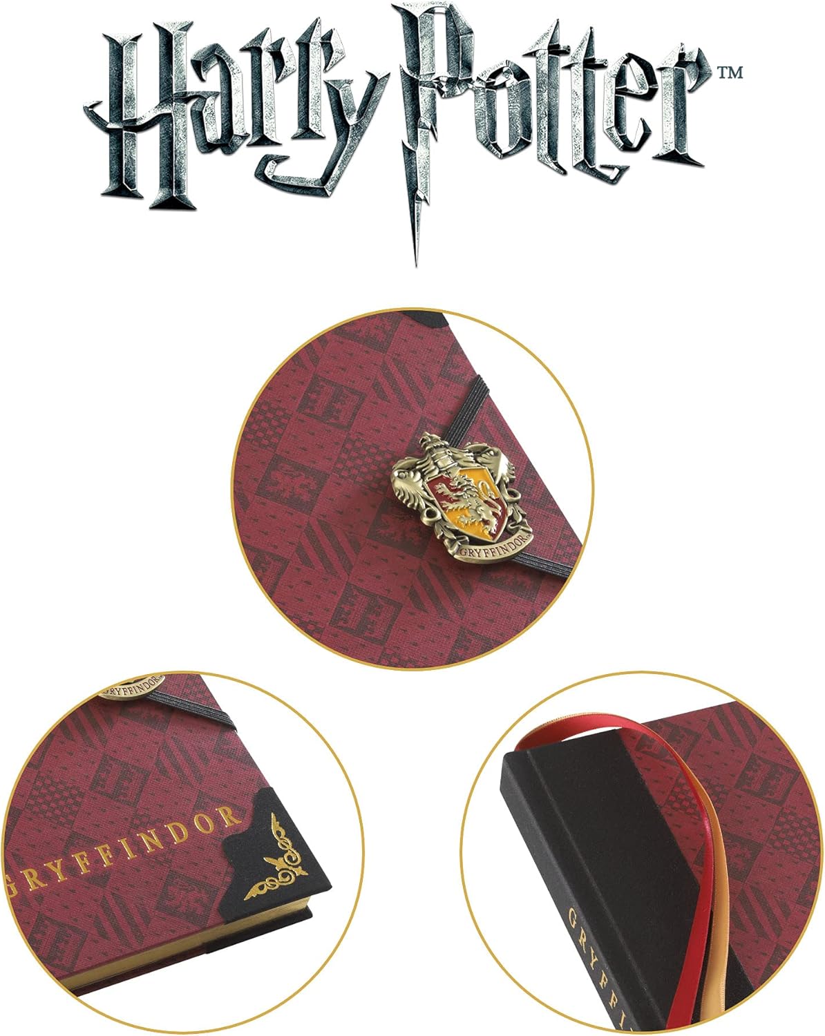 The Noble Collection Harry Potter Gryffindor Journal - 9.75in (25cm) Hardbound Lined with Gilded Edges and Die Cast Enameled Crest - Officially Licensed Film Set Movie Props Gifts
