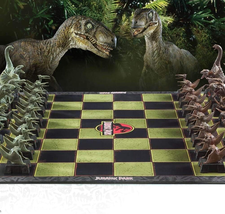 The Noble Collection Jurassic Park Chess Set - 32 Highly Detailed Plastic Chess Pieces - Officially Licensed Jurassic Park Film Set Movie Game Gifts
