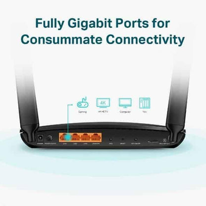 TP-Link AC1200 4G+ Cat6 Wireless Dual Band Gigabit Router, 4G/3G Network SIM Slot Unlocked, MU-MIMO technology, No Configuration required, Support Guest Network & Parental Control (Archer MR600