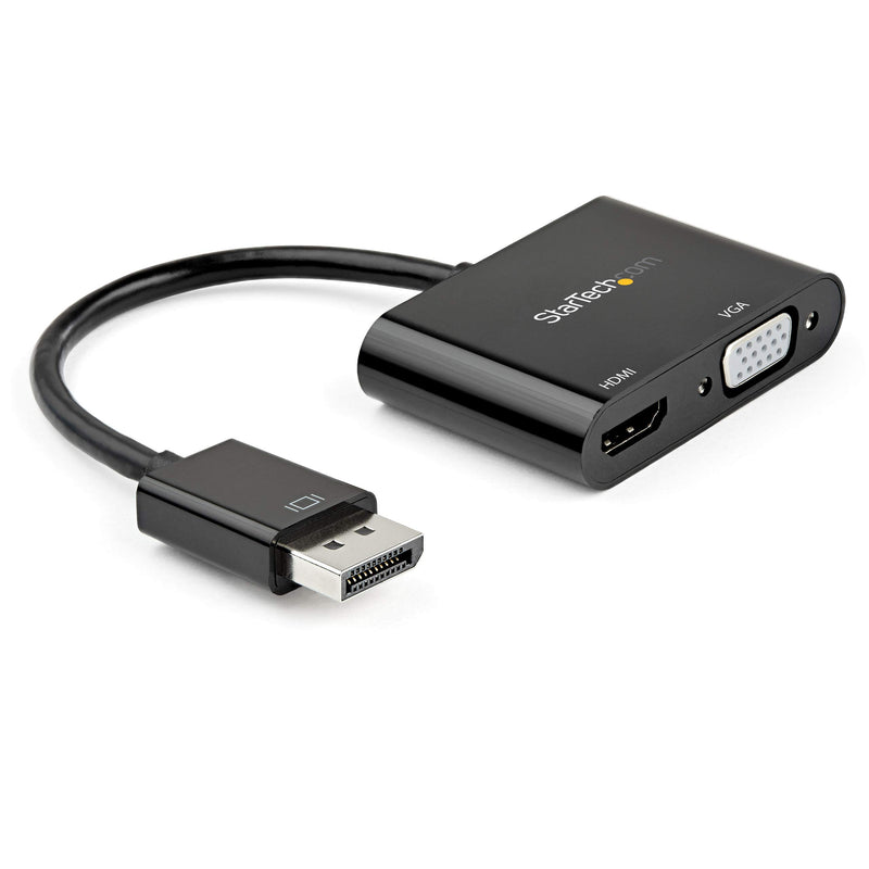 StarTech.com DisplayPort to HDMI VGA Adapter - DisplayPort 1.2 HBR2 to HDMI 2.0 (4K 60Hz) or VGA 1080p Converter Dongle - DP to HDMI or VGA Monitor Adapter - Digital Video Display Adapter (DP2VGAHD20