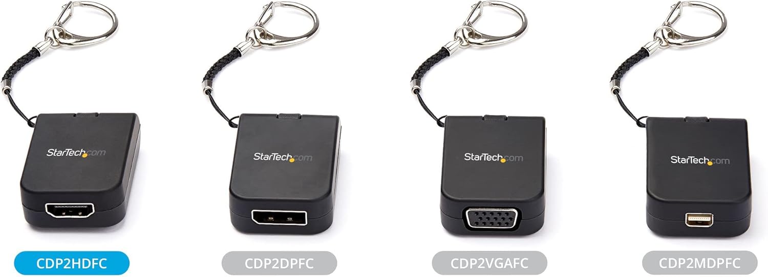 StarTech.com Compact USB C to HDMI Adapter - 4K 30Hz USB Type-C to HDMI Video Display Converter with Keychain Ring - USB-C DP Alt Mode to HDMI Monitor Dongle - Thunderbolt 3 Compatible (CDP2HDFC