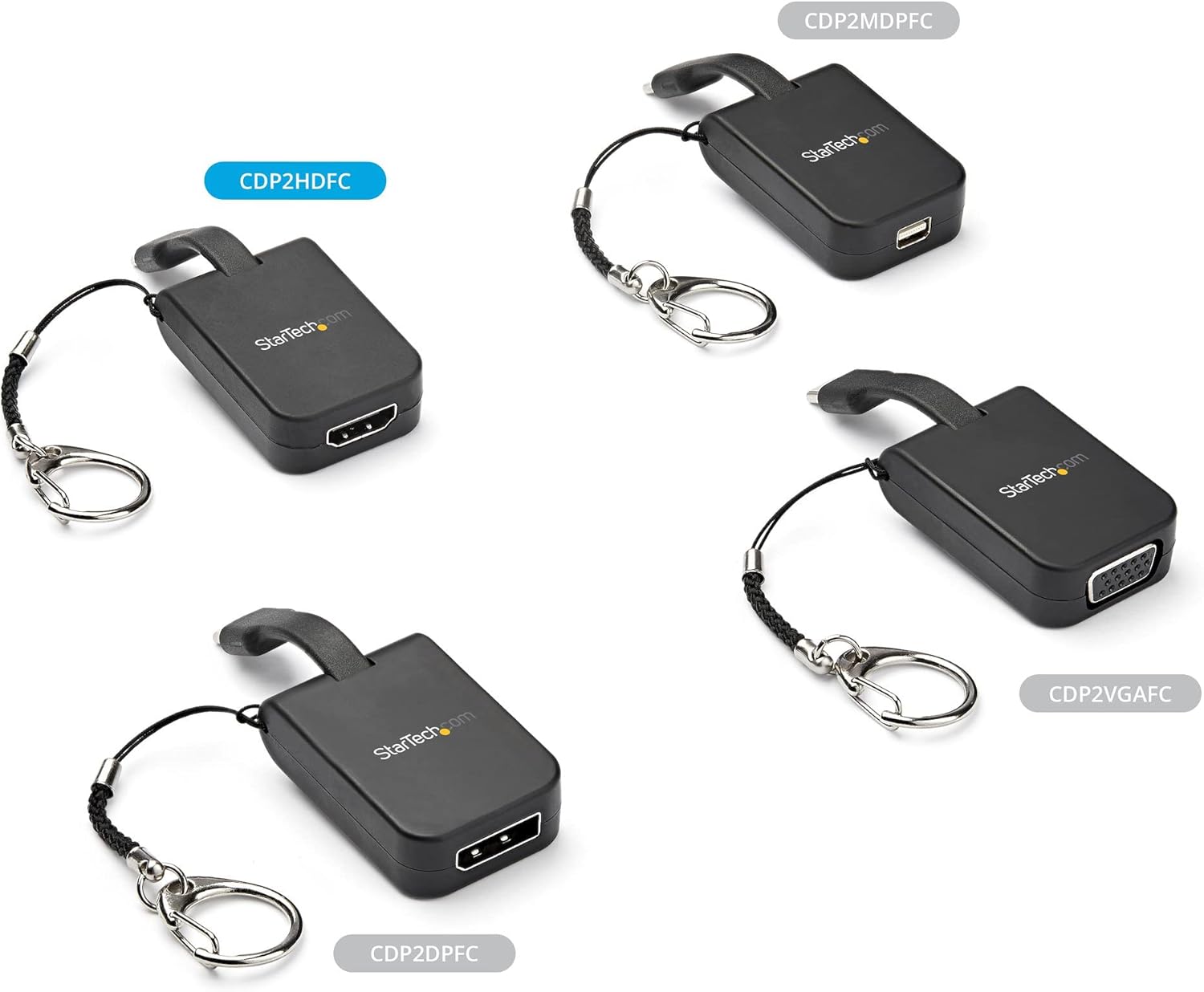StarTech.com Compact USB C to HDMI Adapter - 4K 30Hz USB Type-C to HDMI Video Display Converter with Keychain Ring - USB-C DP Alt Mode to HDMI Monitor Dongle - Thunderbolt 3 Compatible (CDP2HDFC