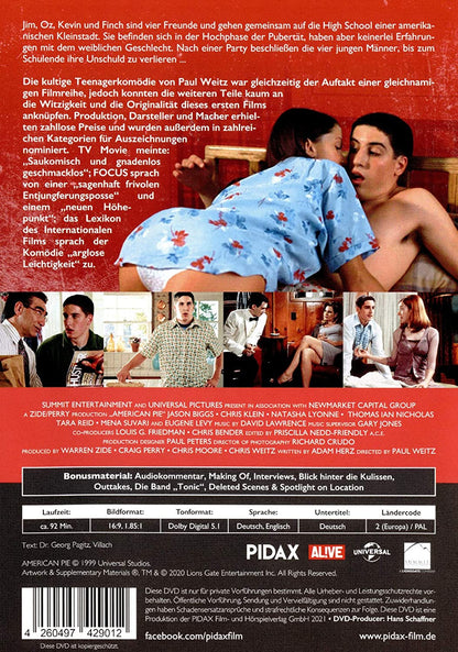 American Pie - Wie ein heißer Apfelkuchen / Das Original! - Preisgekrönte Kultkomödie mit viel Bonusmaterial (Pidax Film-Klassiker