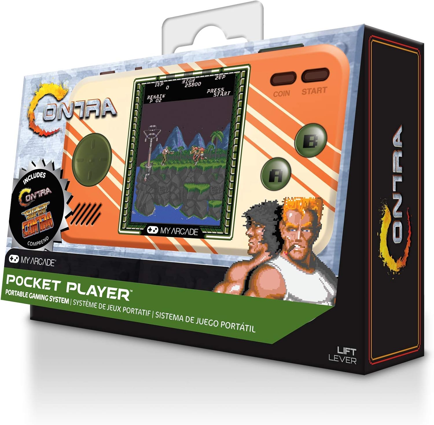 My Arcade Contra Pocket Contra and Super Contra, CO/VS Link for CO-OP Action, Full Color Display (DGUNL-3281) - Electronic Games & My Arcade Pocket Player Handheld Game Console Contra + Game Console
