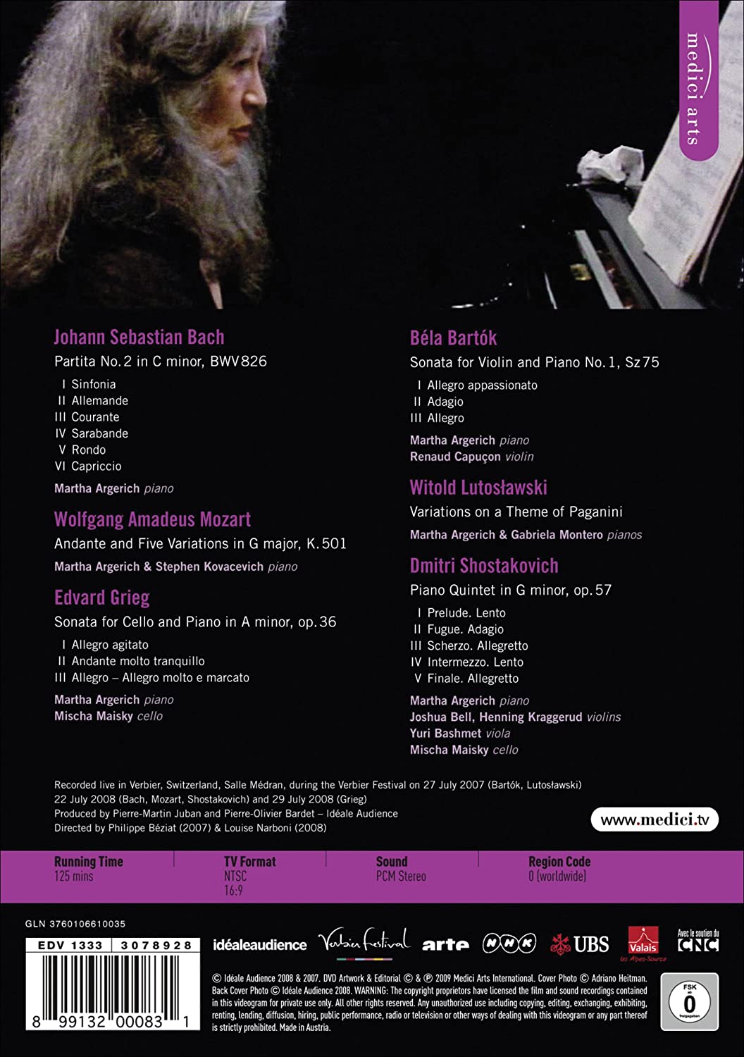 Martha Argerich: Live at Verbier Festival - Bach/Mozart/Grieg/Bartok/Lutoslawski/Shostakovich