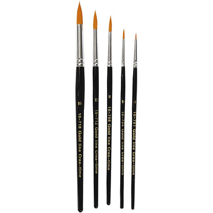 Gold Line Acrylic Brush Set, size 1-18 , W: 2-7 mm, round, 5asstd