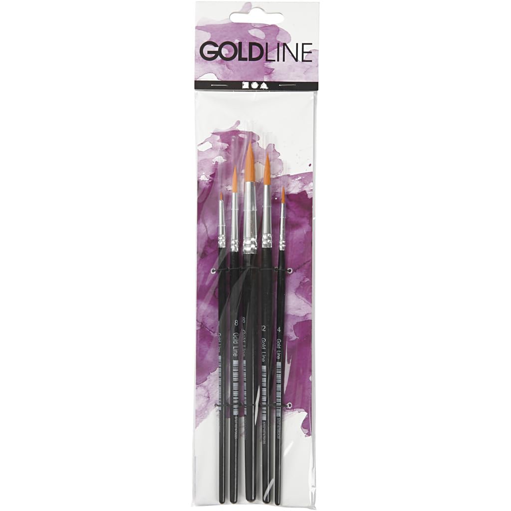 Gold Line Acrylic Brush Set, size 1-18 , W: 2-7 mm, round, 5asstd
