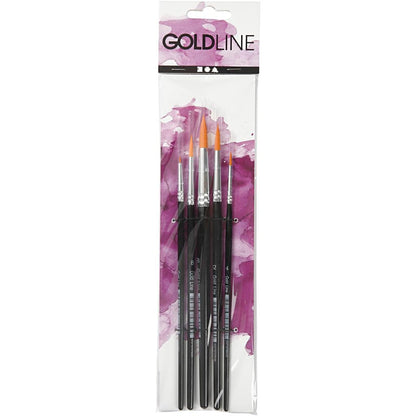 Gold Line Acrylic Brush Set, size 1-18 , W: 2-7 mm, round, 5asstd