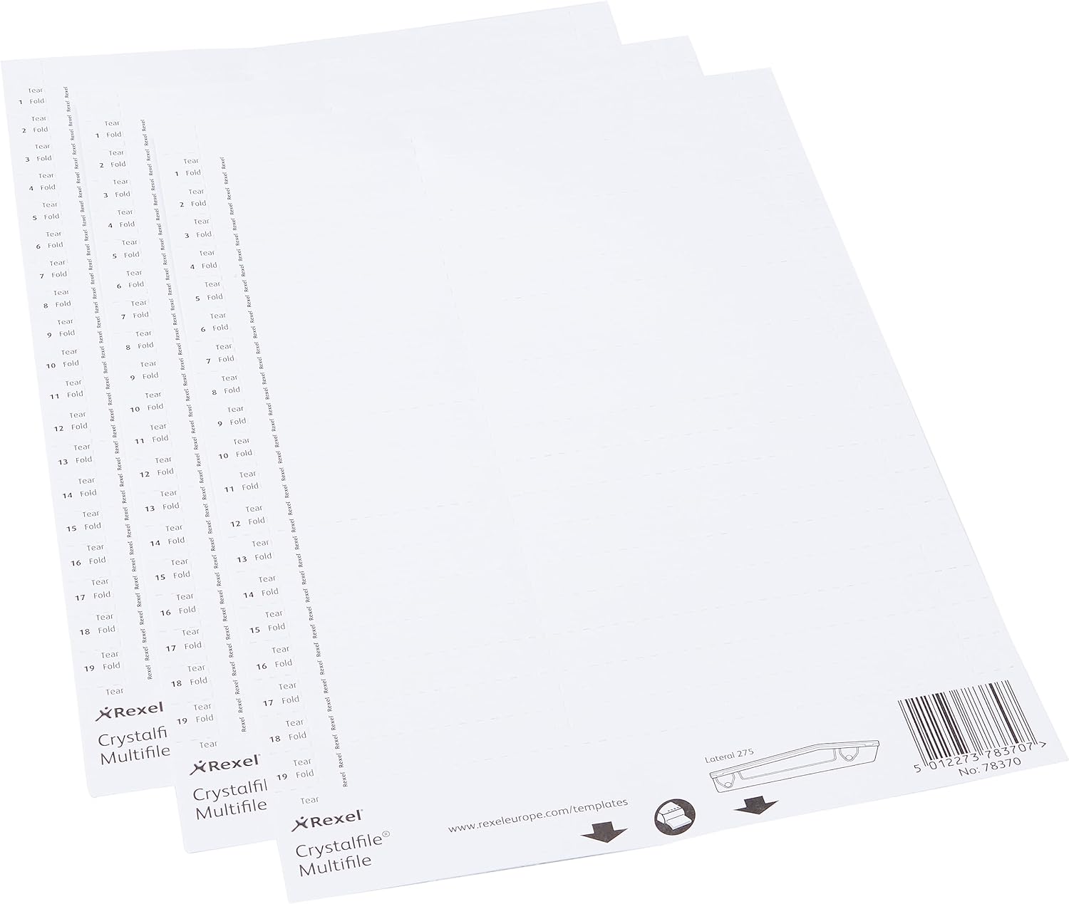 Rexel Crystalfile Lateral 275 Tab Inserts White (Pack of 57) 78370