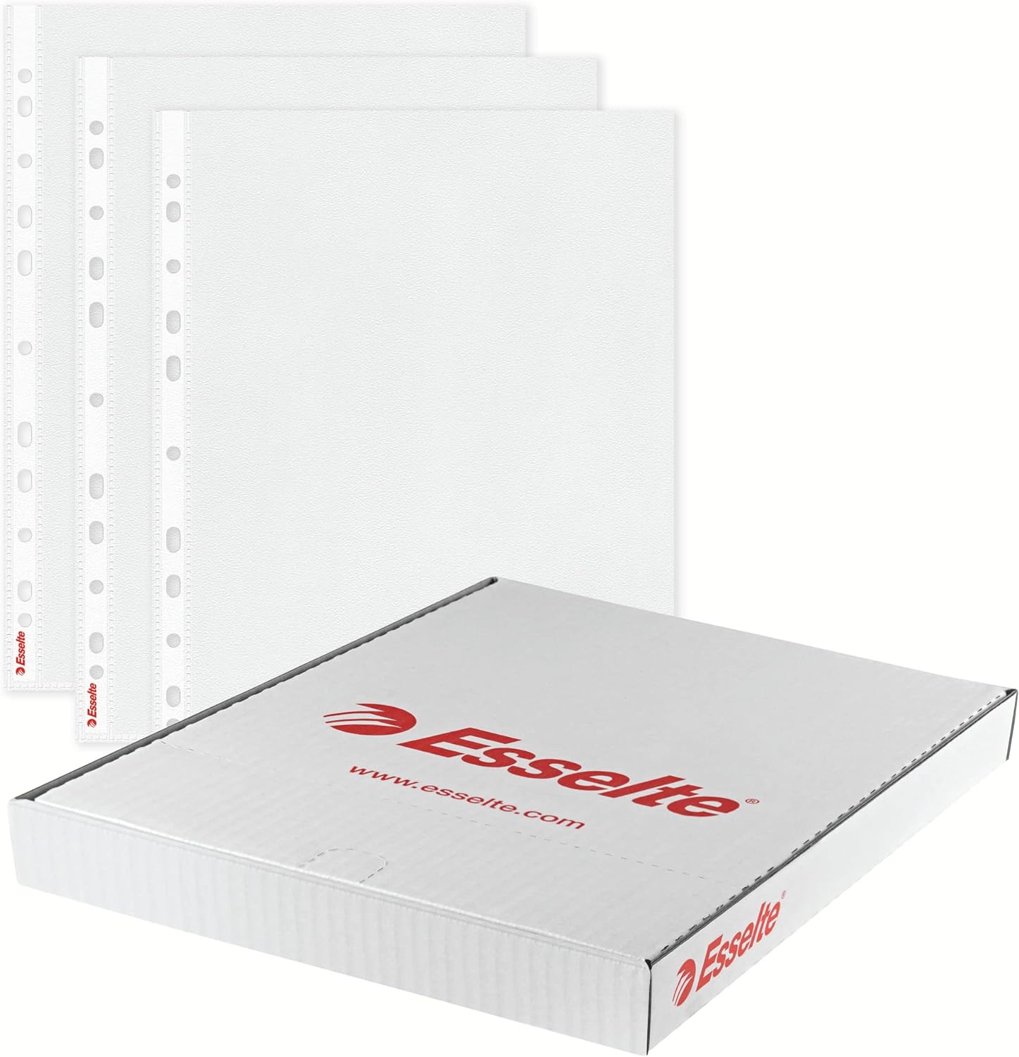 Esselte Heavy Duty Punched Pocket, Pack of 25, Holds up to 20 A4 sheets, Transparent, 115 Micron PP Material, 47187