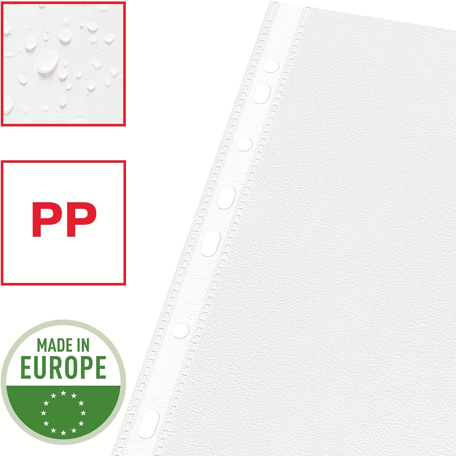 Esselte Heavy Duty Punched Pocket, Pack of 25, Holds up to 20 A4 sheets, Transparent, 115 Micron PP Material, 47187