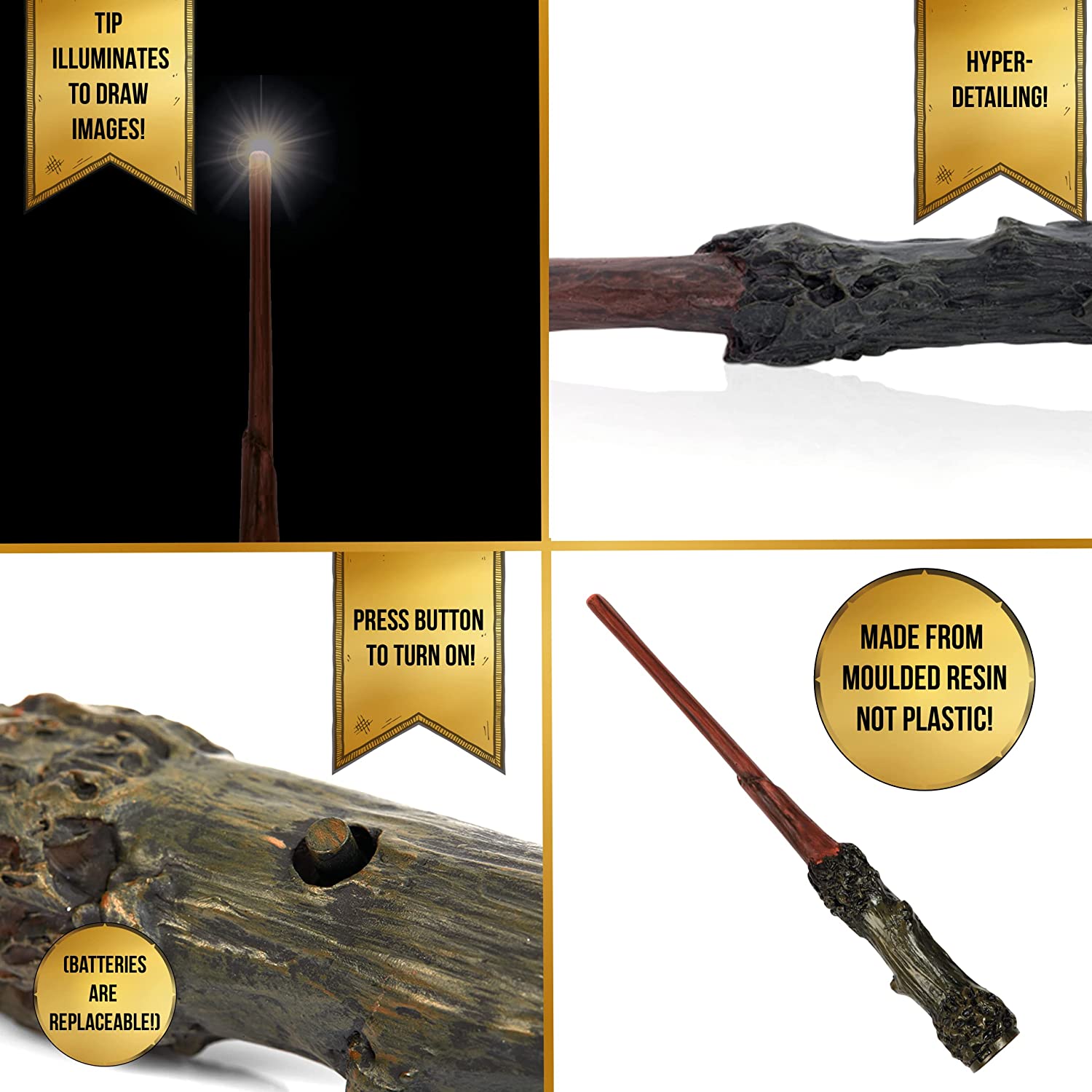 WOW! STUFF Harry Potter Lumos Wand 7' Light-Up | Official Wizarding World Gifts, Toys and Collectables | Role Play or Dress-up Costume Accessory for Fans, Girls and Boys, Ages 3+ to Adult