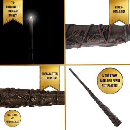 Hermione Granger Lumos Wand 7' Light-Up , Official Wizarding World Harry Potter Gifts, Toys and Collectables , Role Play or Dress-up Costume Accessory for Fans, Girls and Boys, Ages 6 to Adult