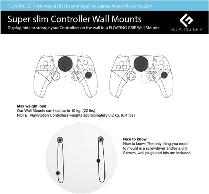 Floating Grip Playstation 5 Wall Mounts By Floating Grip - Black Bundle