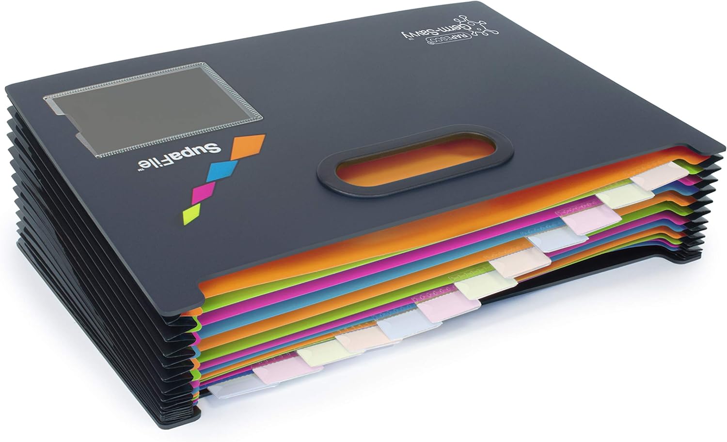 Rapesco 1489 Germ-Savvy Antibacterial, SupaFile A4 13-Part Landscape Desktop Expanding File with Multi-Coloured Dividers
