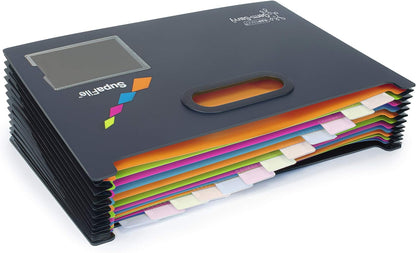 Rapesco 1489 Germ-Savvy Antibacterial, SupaFile A4 13-Part Landscape Desktop Expanding File with Multi-Coloured Dividers