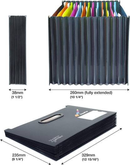 Rapesco 1489 Germ-Savvy Antibacterial, SupaFile A4 13-Part Landscape Desktop Expanding File with Multi-Coloured Dividers