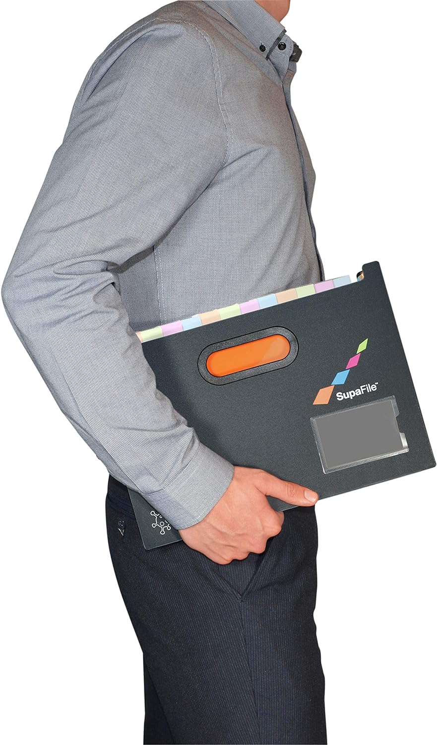Rapesco 1489 Germ-Savvy Antibacterial, SupaFile A4 13-Part Landscape Desktop Expanding File with Multi-Coloured Dividers
