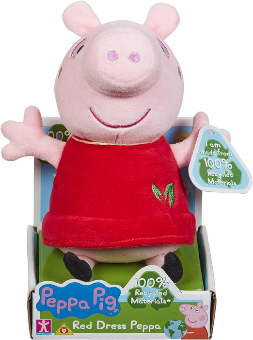Red Dress Peppa Soft Toy, 100% Recycled, Peppa Pig Gift, Sustainable Toy, Supersoft Plush