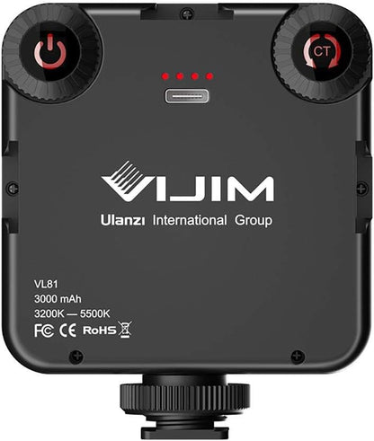 ULANZI VIJIM VL81 Bi-Colour Mini LED Lamp for Smartphone and Camera with Adjustable Colour Temperature 3200K-5500K and 3000mAh Battery