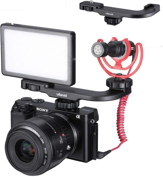 ULANZI PT-8 Vlog Cold Shoe Extension Adapter Bracket with Cold Shoe and 1/4" Tripod Mount for Additional Vlogging Accessories, Black