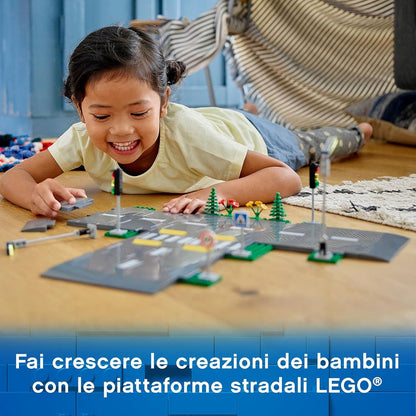 LEGO 60304 City Road Plates Building Toys, Set with Traffic Lights, Trees & Glow in the Dark Bricks, Gifts for 5 Plus Year Old Kids, Boys & Girls