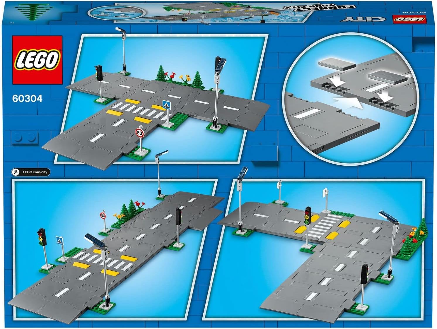 LEGO 60304 City Road Plates Building Toys, Set with Traffic Lights, Trees & Glow in the Dark Bricks, Gifts for 5 Plus Year Old Kids, Boys & Girls