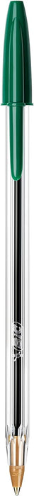 Bic Cristal Medium Smudge-free Ballpoint Pen, 1.0mm Tip Line, Green, Ideal for Office and School, Pack of 50
