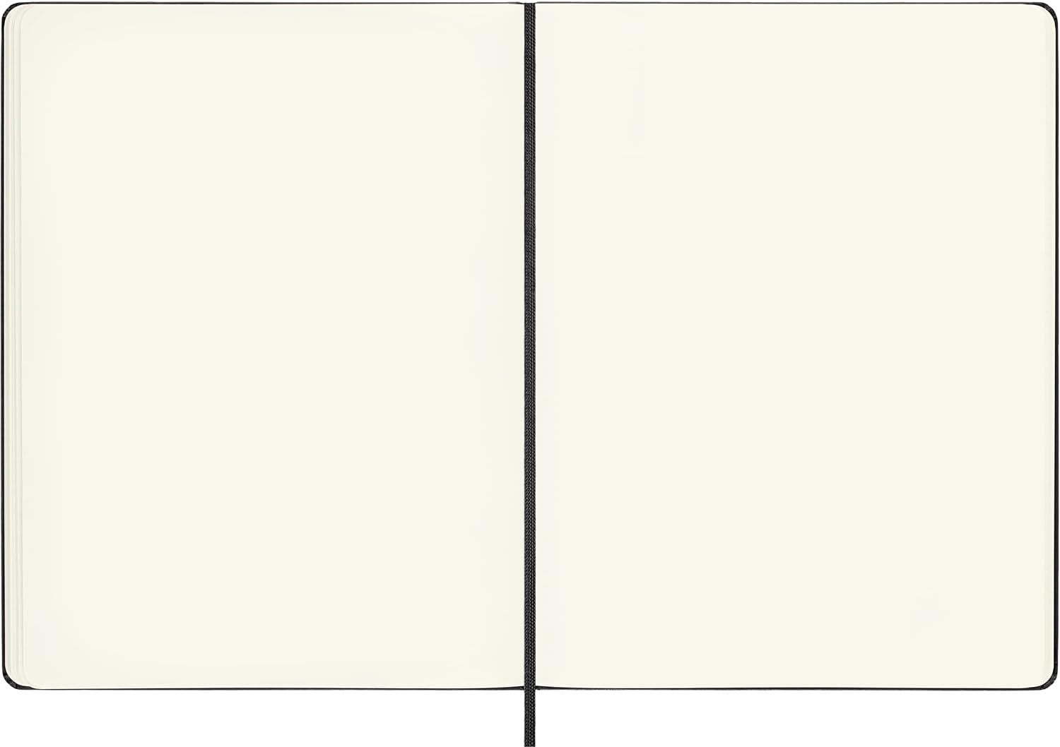 Moleskine Classic Plain Paper Notebook, Hard Cover and Elastic Closure Journal, Color Black, Size Extra Large 19 x 25 cm, 192 Pages