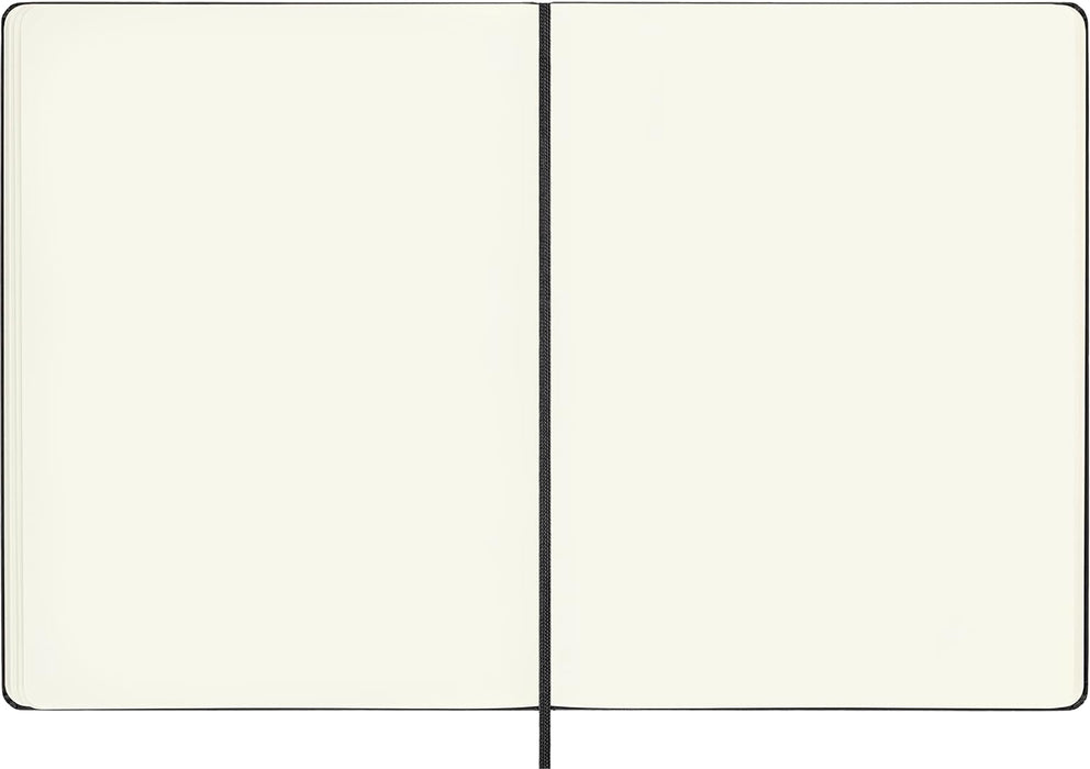 Moleskine Classic Plain Paper Notebook, Hard Cover and Elastic Closure Journal, Color Black, Size Extra Large 19 x 25 cm, 192 Pages