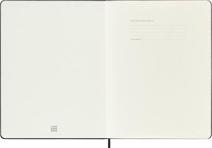 Moleskine Classic Plain Paper Notebook, Hard Cover and Elastic Closure Journal, Color Black, Size Extra Large 19 x 25 cm, 192 Pages