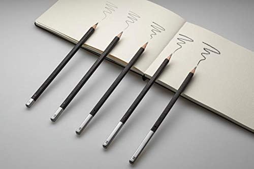 Moleskine Graphite Drawing Pencil Set (5 Graded Pencils), Black, Grey