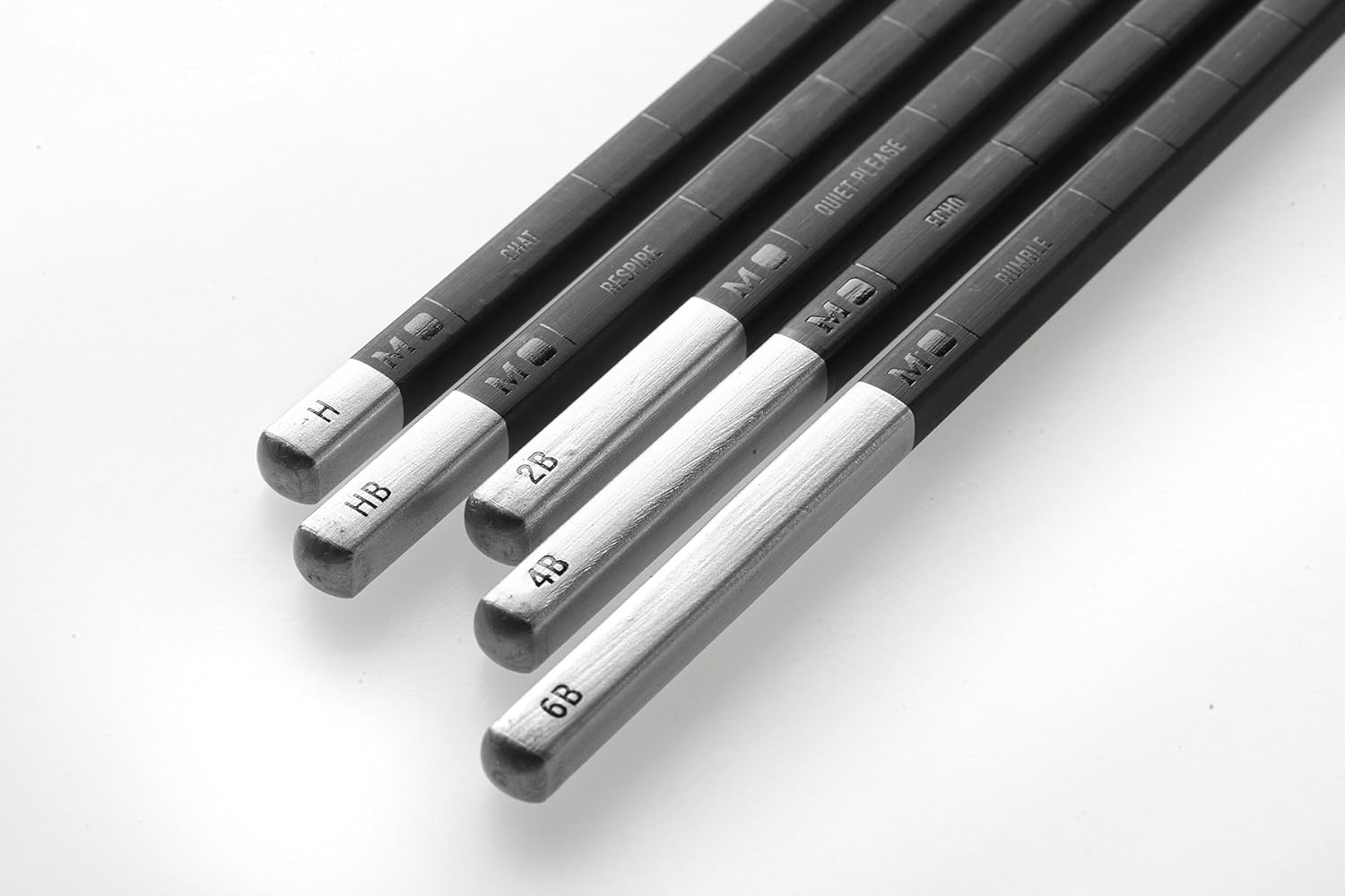 Moleskine Graphite Drawing Pencil Set (5 Graded Pencils), Black, Grey