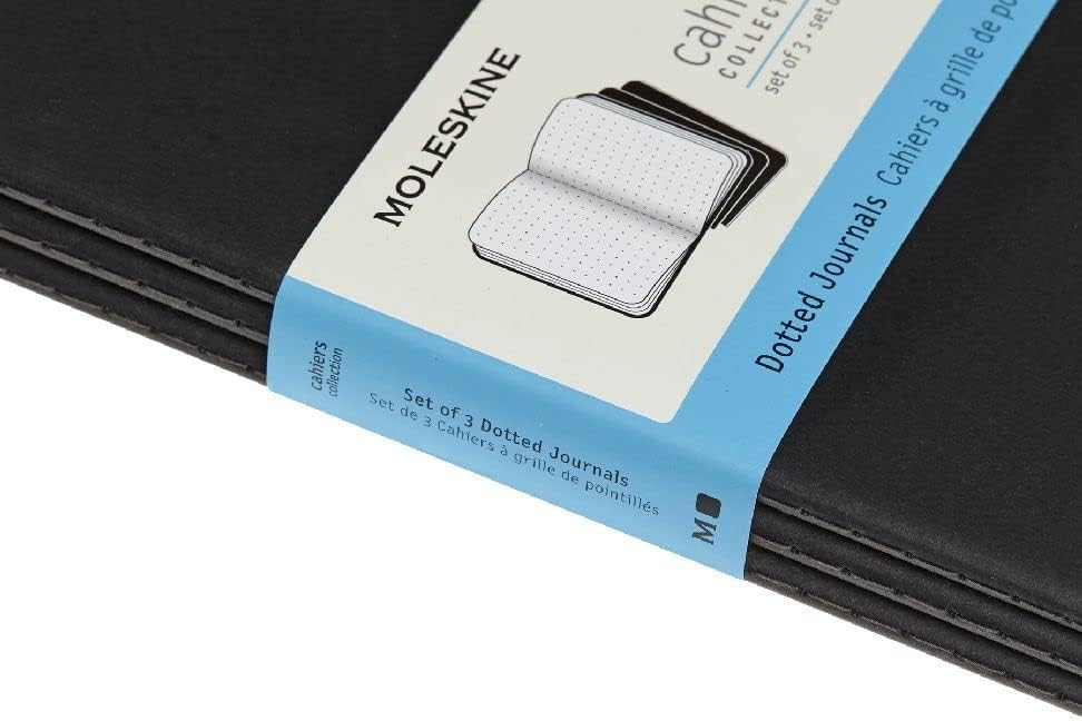 Set Of 3 Moleskine Extra Large Dotted Cahier Journals, Black, X-Large