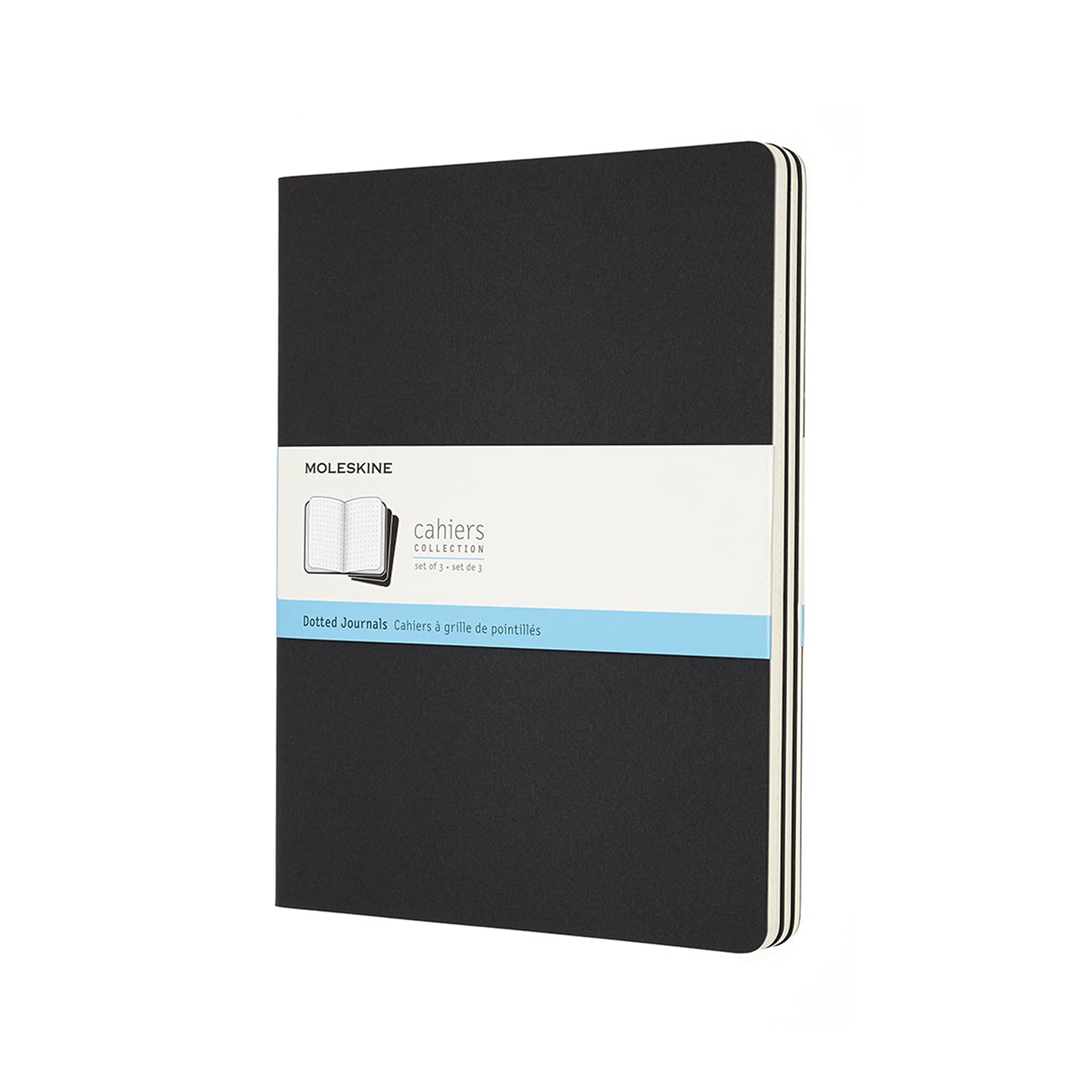 Set Of 3 Moleskine Extra Large Dotted Cahier Journals, Black, X-Large