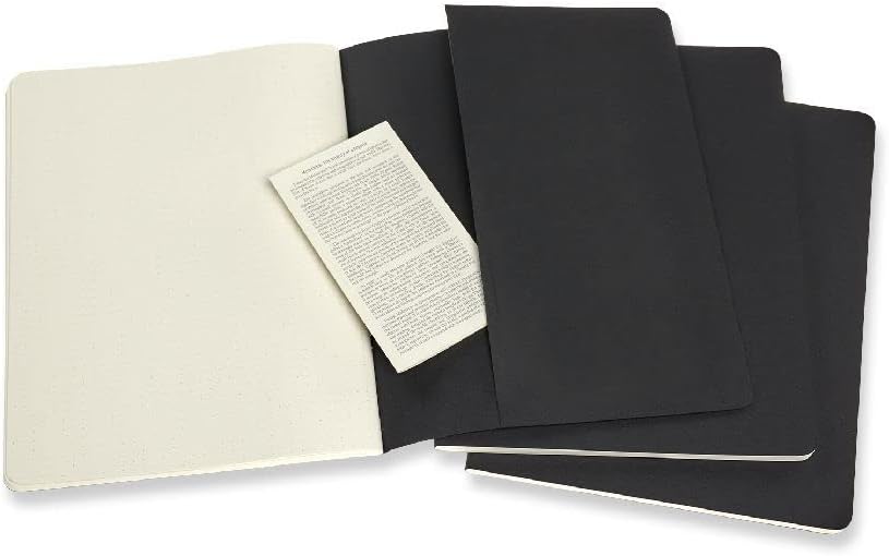 Set Of 3 Moleskine Extra Large Dotted Cahier Journals, Black, X-Large