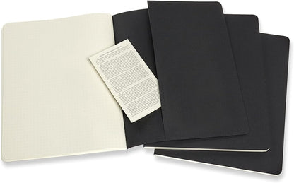 Set Of 3 Moleskine Extra Large Dotted Cahier Journals, Black, X-Large