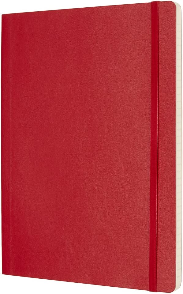 Moleskine Classic Ruled Paper Notebook, Soft Cover and Elastic Closure Journal, Color Scarlet Red, Size Extra Large 19 x 25 A4, 192 Pages
