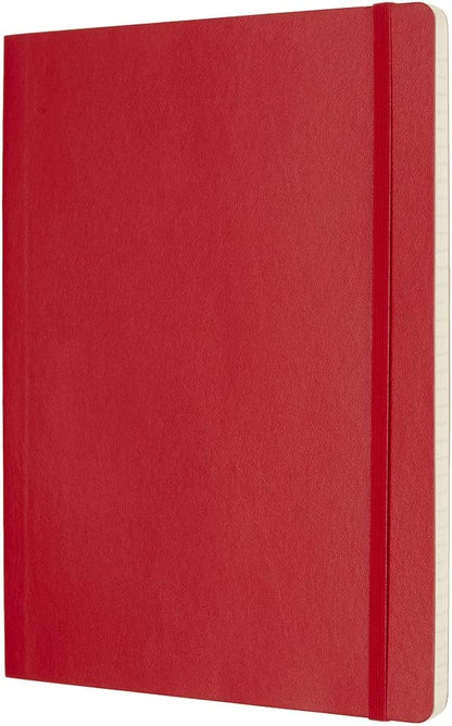Moleskine Classic Ruled Paper Notebook, Soft Cover and Elastic Closure Journal, Color Scarlet Red, Size Extra Large 19 x 25 A4, 192 Pages