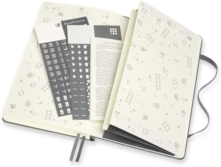 Moleskine Film & TV Journal, Notebook for Cinema, Film and TV Series Enthusiasts, Film Review Notebook with Introduction to the History of Cinema, Hard Cover, Grey Colour, 400 Pages